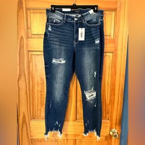 Judy Blue Dark Wash Distressed Skinny Jeans Sz 16w Mid Rise